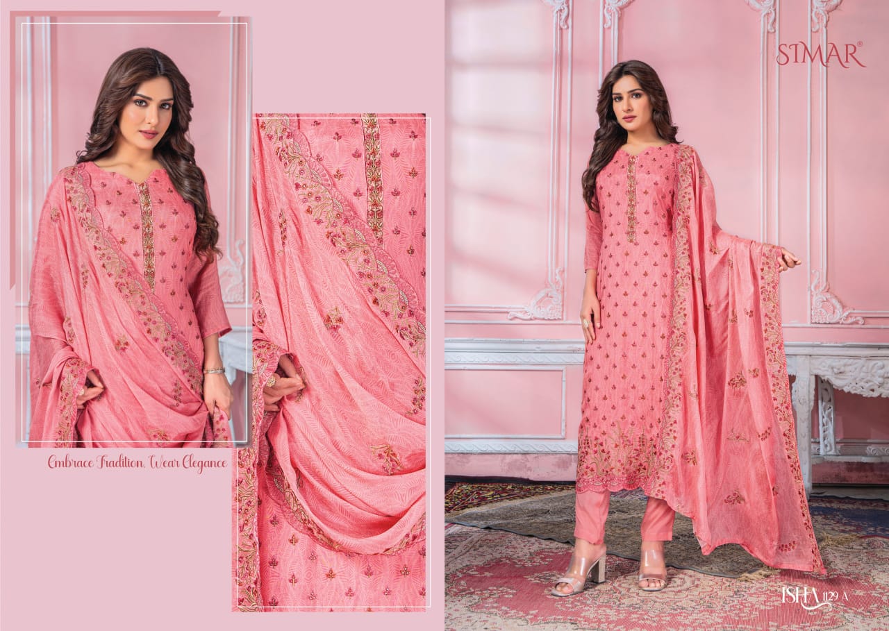 Isha By Glossy Viscose Printed Dress Material Orders In India